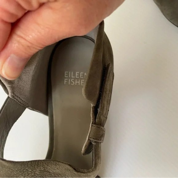 Eileen Fisher Iris Women’s Size 9 Gray Pewter Suede Open Toe Sandals Comfort - Picture 12 of 13
